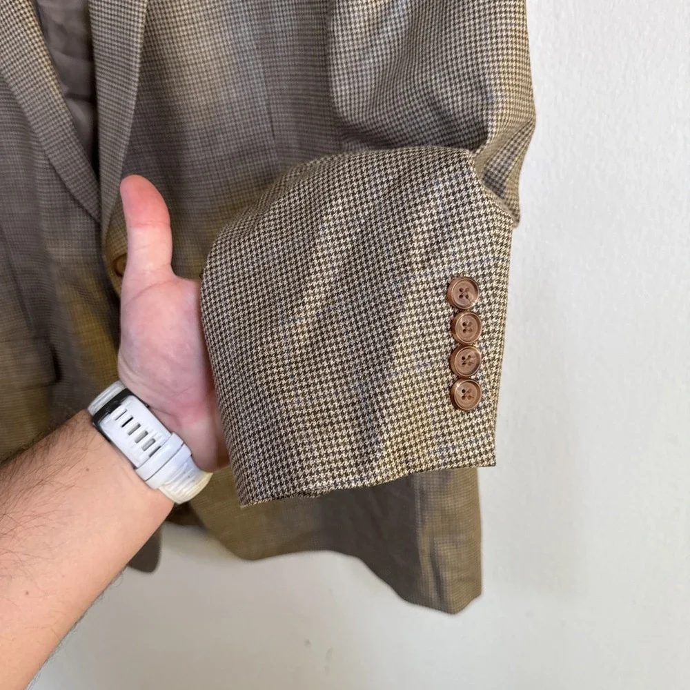 Lauren Ralph Lauren Blazer 48L‎ Plaid Patch Brown Sport Coat Suit Jacket